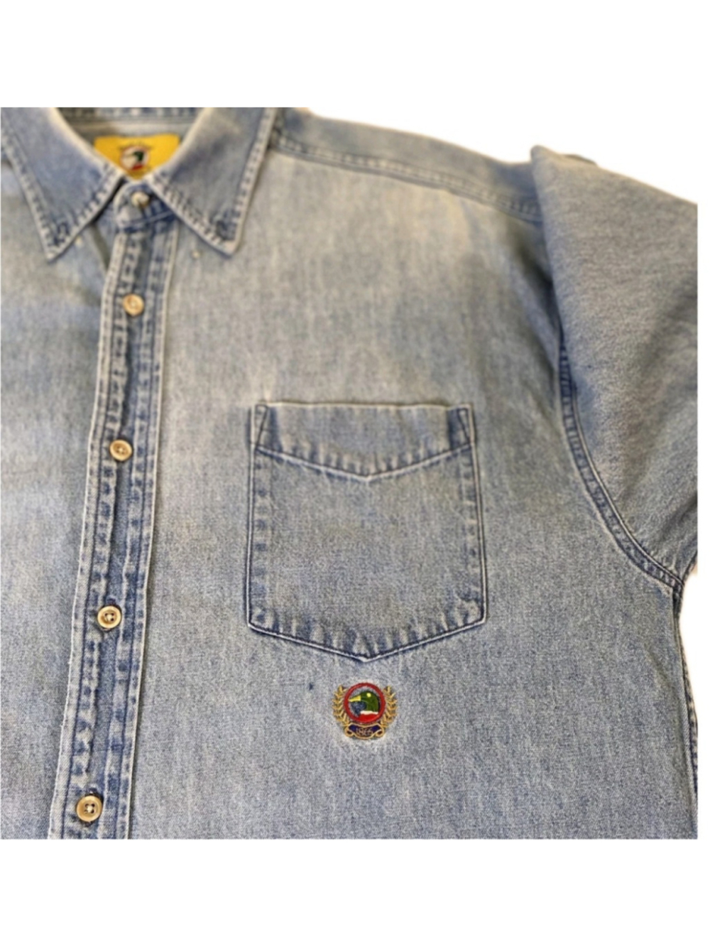 Vintage Duck Head Denim Button Down Shirt Mens L Light Wash 90s Workwear - Picture 3 of 6